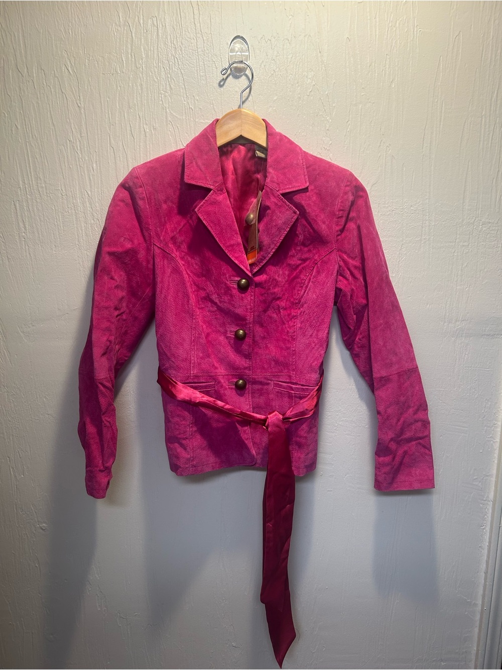 NWT RuffHewn Hot Pink Genuine Leather Jacket Western Cowgirl Barbiecore